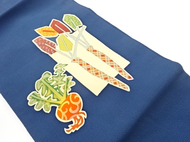 作家物　野菜模様名古屋帯